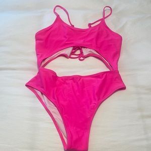 Hot pink one piece bathing suit